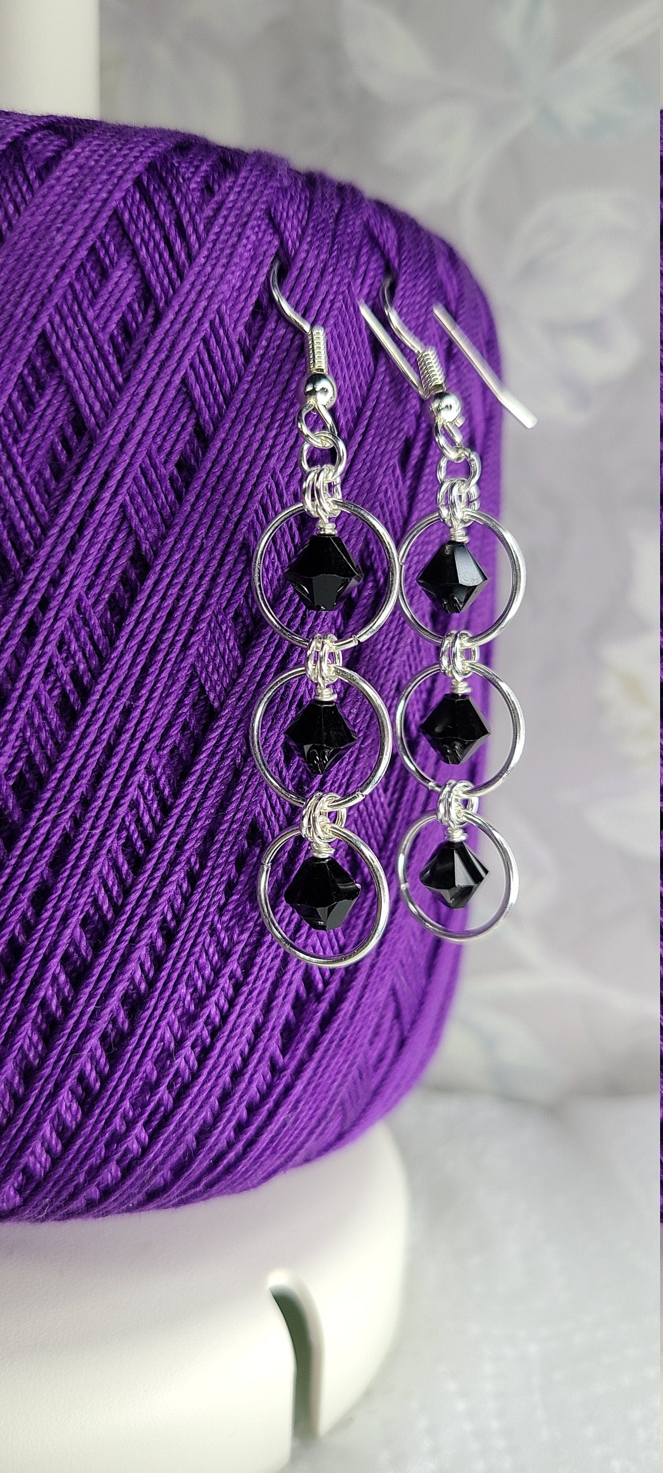 Triple Drop Crystal Earrings – Handmade Jewelry with Silver-Plated Jumprings, Elegant Dangle Gift