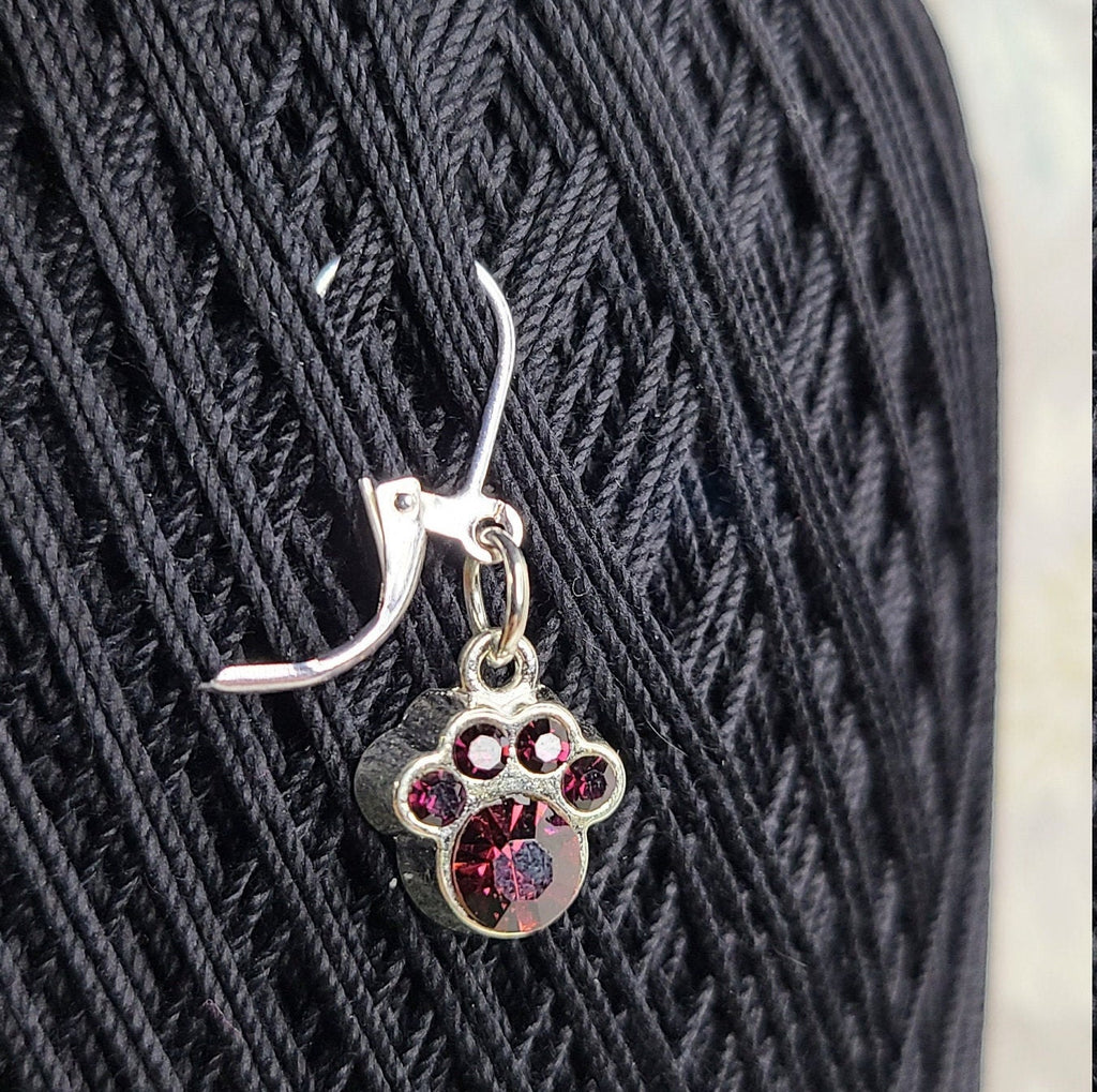 Paw Print Stitch Markers - Leverback Locking Markers for Knitting & Crochet