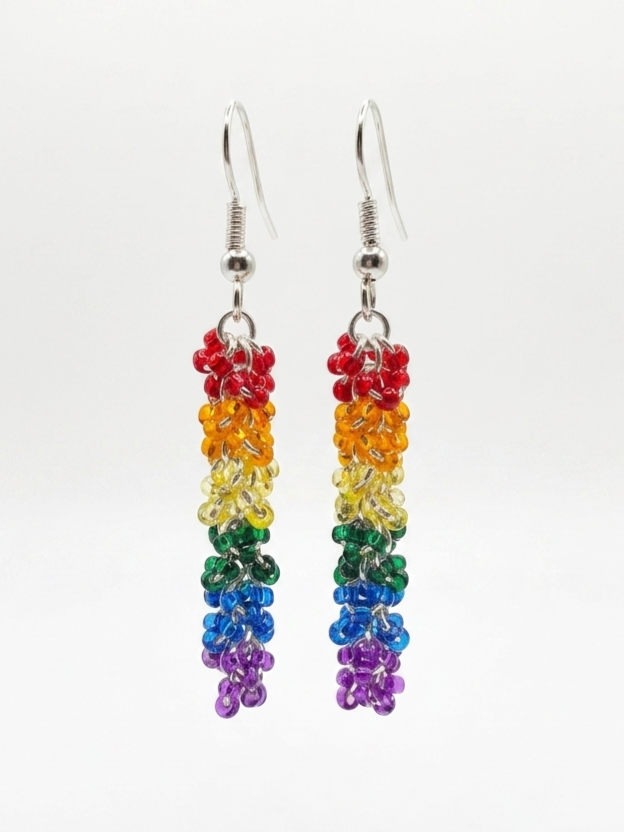 Rainbow Beaded Earrings