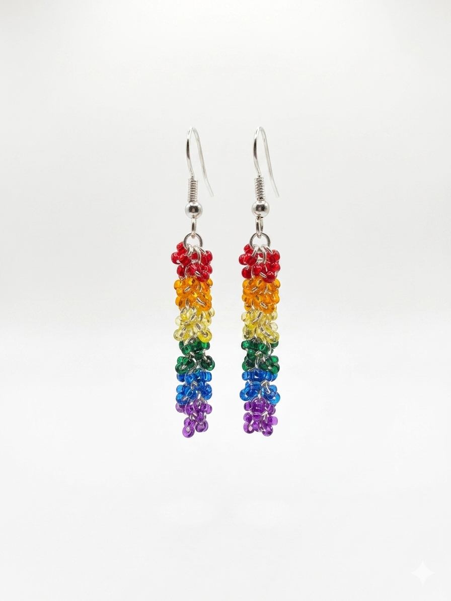 Rainbow Beaded Earrings