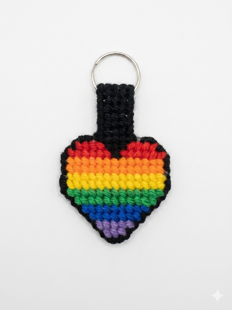 Rainbow Heart Keychain