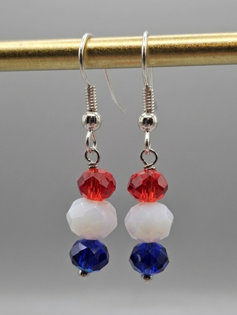 Red White Blue Crystal Earrings – Patriotic Jewelry