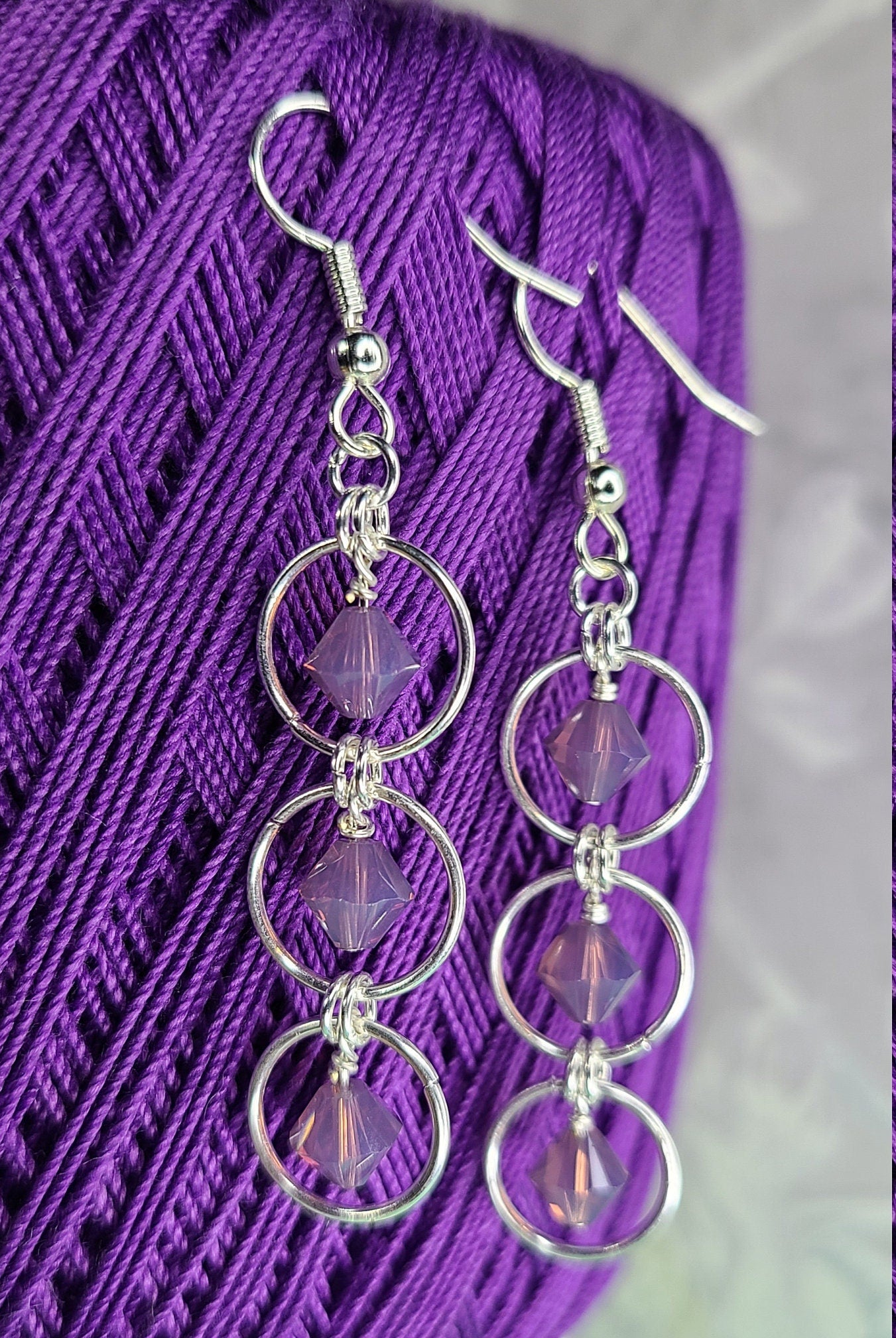 Triple Drop Crystal Earrings – Handmade Jewelry with Silver-Plated Jumprings, Elegant Dangle Gift