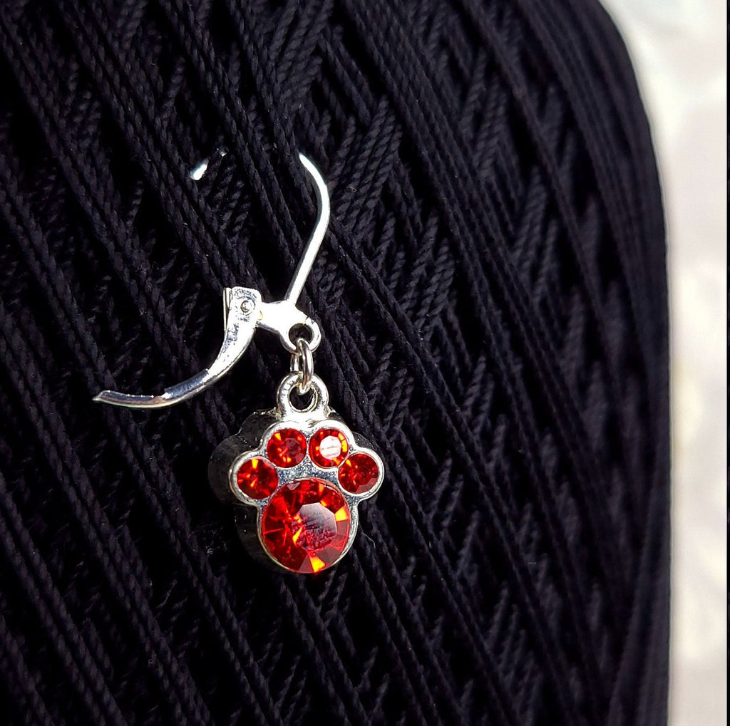 Paw Print Stitch Markers - Leverback Locking Markers for Knitting & Crochet