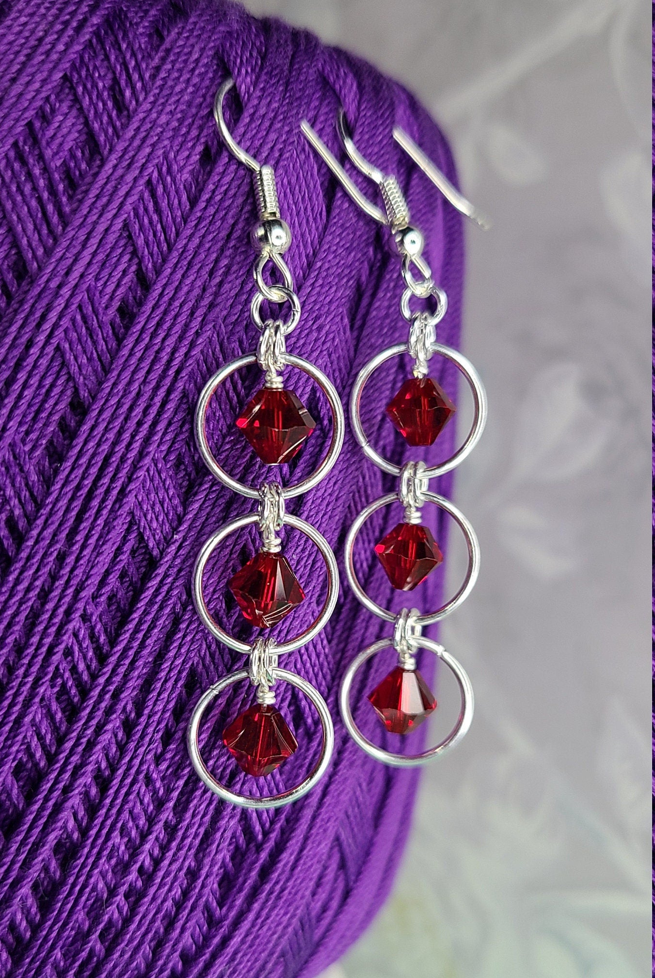 Triple Drop Crystal Earrings – Handmade Jewelry with Silver-Plated Jumprings, Elegant Dangle Gift