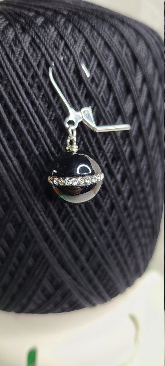 Black and Rhinestone Locking Stitch Marker