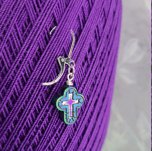 Handmade Glass Cross Locking Stitch Marker