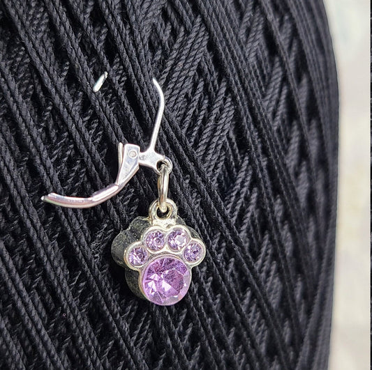 Paw Print Stitch Markers - Leverback Locking Markers for Knitting & Crochet