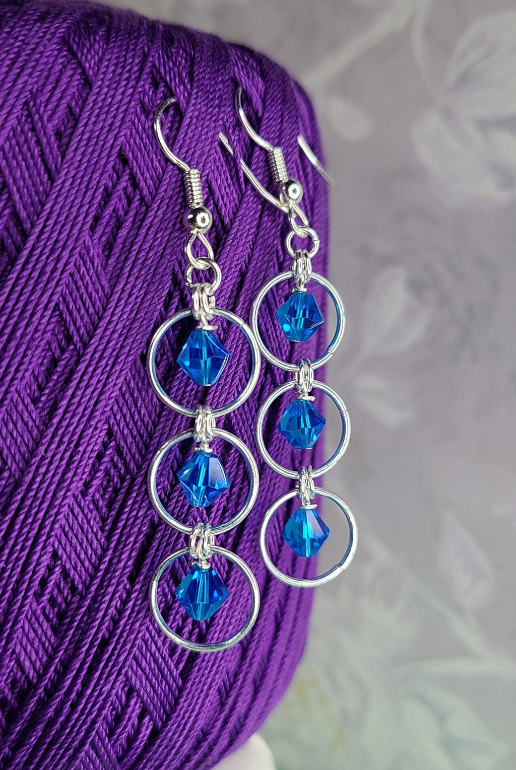 Triple Drop Crystal Earrings – Handmade Jewelry with Silver-Plated Jumprings, Elegant Dangle Gift