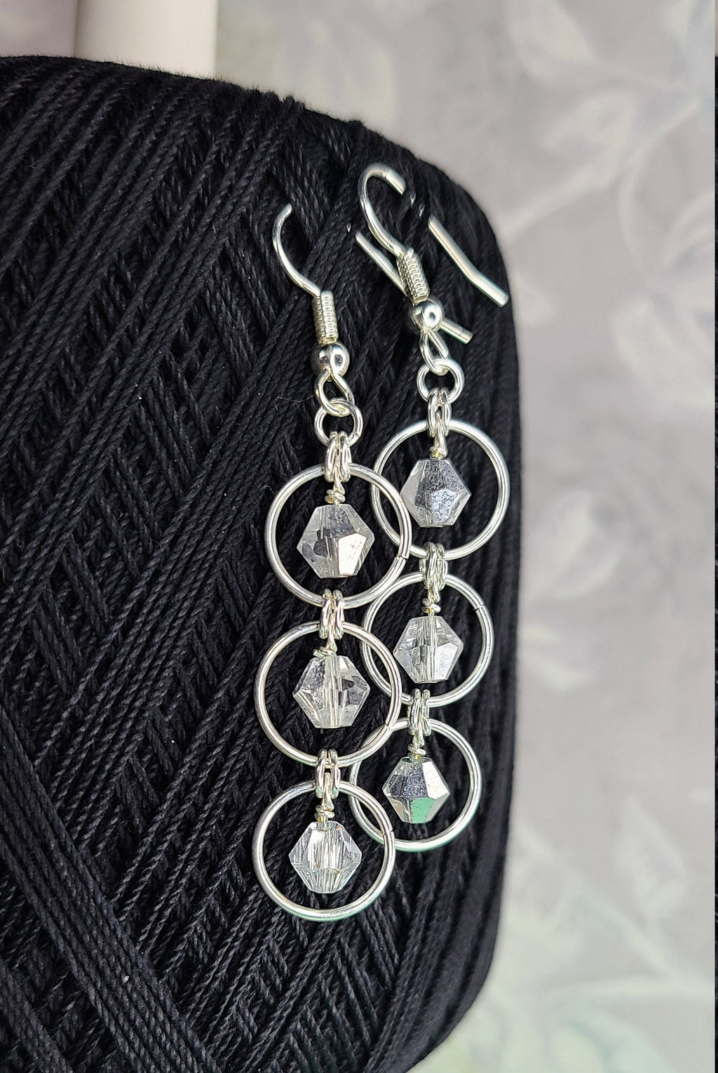 Triple Drop Crystal Earrings – Handmade Jewelry with Silver-Plated Jumprings, Elegant Dangle Gift
