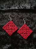 Crocheted Granny Square Earrings – Handmade Cotton Thread Jewelry, Boho Retro Gift, Lightweight Dangles