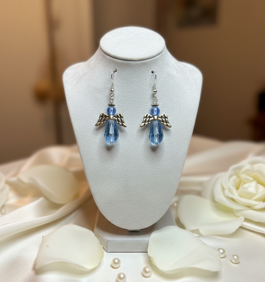 Glass Angel Earrings in elegant setting