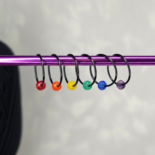 Rainbow Closed Stitch Markers with Opaque Beads