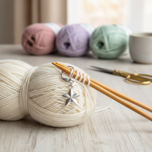 Star Locking Stitch Marker in crafting setting